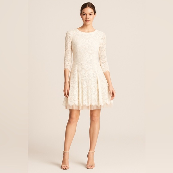 Betsy & Adam Lace Fit & Flare Dress - Size 2 - Picture 1 of 13